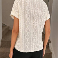 Women's Casual Round Neck Jacquard Short Sleeve Top T-shirt Leisure Commute Women Clothing
