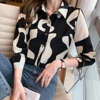 Elegant Long Sleeve Floral Print Chiffon Shirt Women's Versatile High-End Fashion Top Spring City Style Commute Shirt