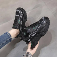 Casual Sporty Women's Shoes Fashion Versatile Thick Sole Increased Height Lightweight Breathable White Shoes