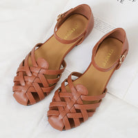 Luxury designer sandals Hollow Low-heeled Closed-toe Sandals for Women for Summer Outdoor Wear Roman Shoes