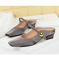 European Style Light-Mouthed Half-Slippers Women Wearing Thick Heels And Square-Toe Mary Jane Shoes One-Strap