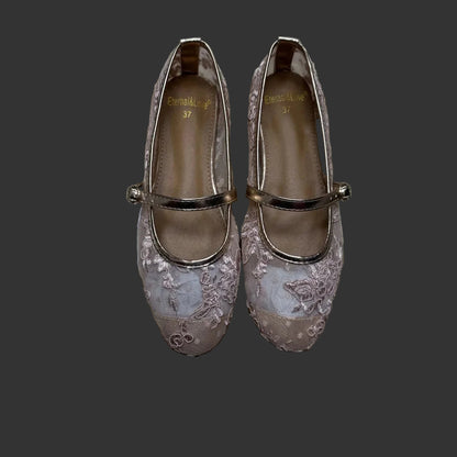 Ultra Soft Lace Breathable Flat Bottom Women's Shoes Quality Women's Casual Shoes Low Heel Floral Pattern