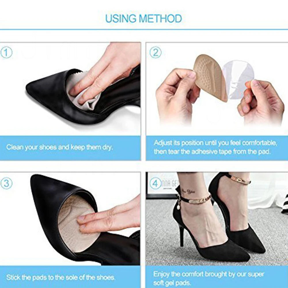 2 pair Silicone Metatarsal Pads for Shoes Non-Slip Self-Adhesive Forefoot Gel Foot Pads Sandals High Heels Shoe Insoles for Women