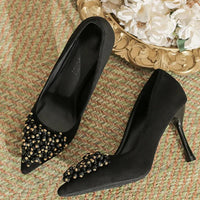 Pointed Toe Thin Heel High Heels Rhinestone Slip-On Commuter Women's Shoes