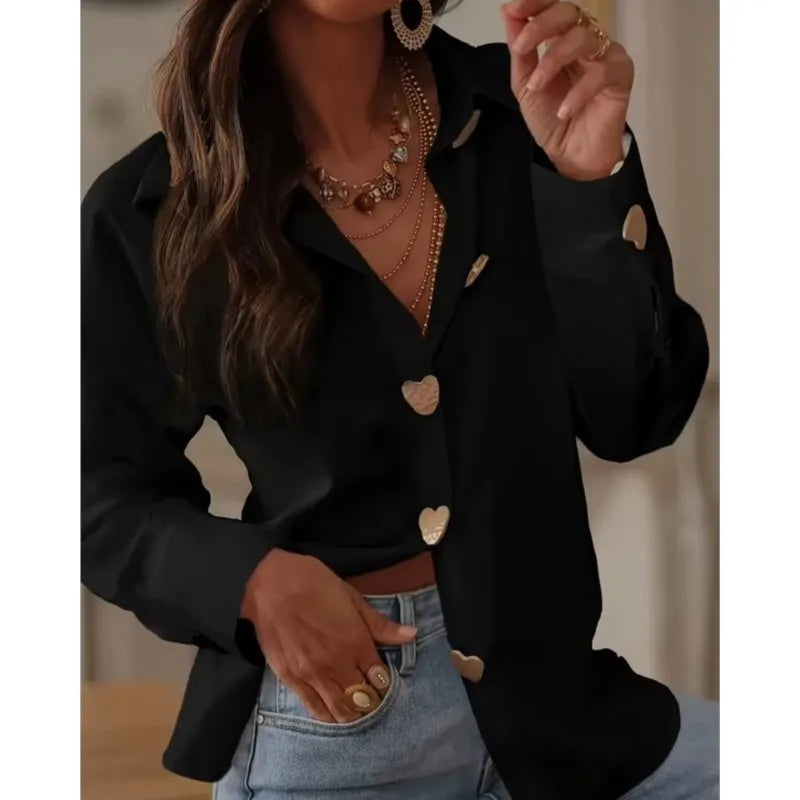 Women's Elegant Single Breasted Shirts Long Sleeve Tops Spring Fashion White Casual Office Holiday  Party Blouses Women Casual Natalia Home Fashion    Natalia Home Fashion