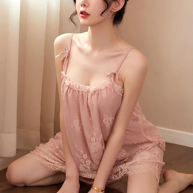 Lingerie Lace Baby doll Chemise Nightgown Nighty Mesh Sleepwear Slip Nightdress For Women