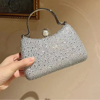 Glitter Shiny Diamonds Evening Bag Metal Handle Square Bag Fashion Women Handbag Wedding Party Clutch Purse Female