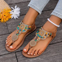 Bohemian Style Women Flat Sandals Clip Toe Gladiator Sandals Woman Retro Summer Casual Beach Shoes Women Anti Slip Flip Flops Natalia Home Fashion    Natalia Home Fashion