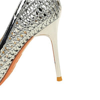 Fashion Metal Decoration Pointed Toe Pumps Woman Thin Heels Sexy Hollow Out Ladies Shoes