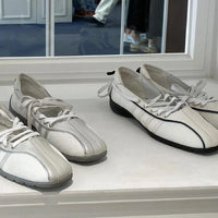 Women's ballet flats Fashion Korean ballet style lace-up retro casual shoes Comfortable lightweight ballet sneakers