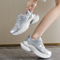 Respirable Thick Bottom Dad Shoes for Women in All Seasons Breathable Fashionable Flat Heel Anti-Odor Casual Footwear