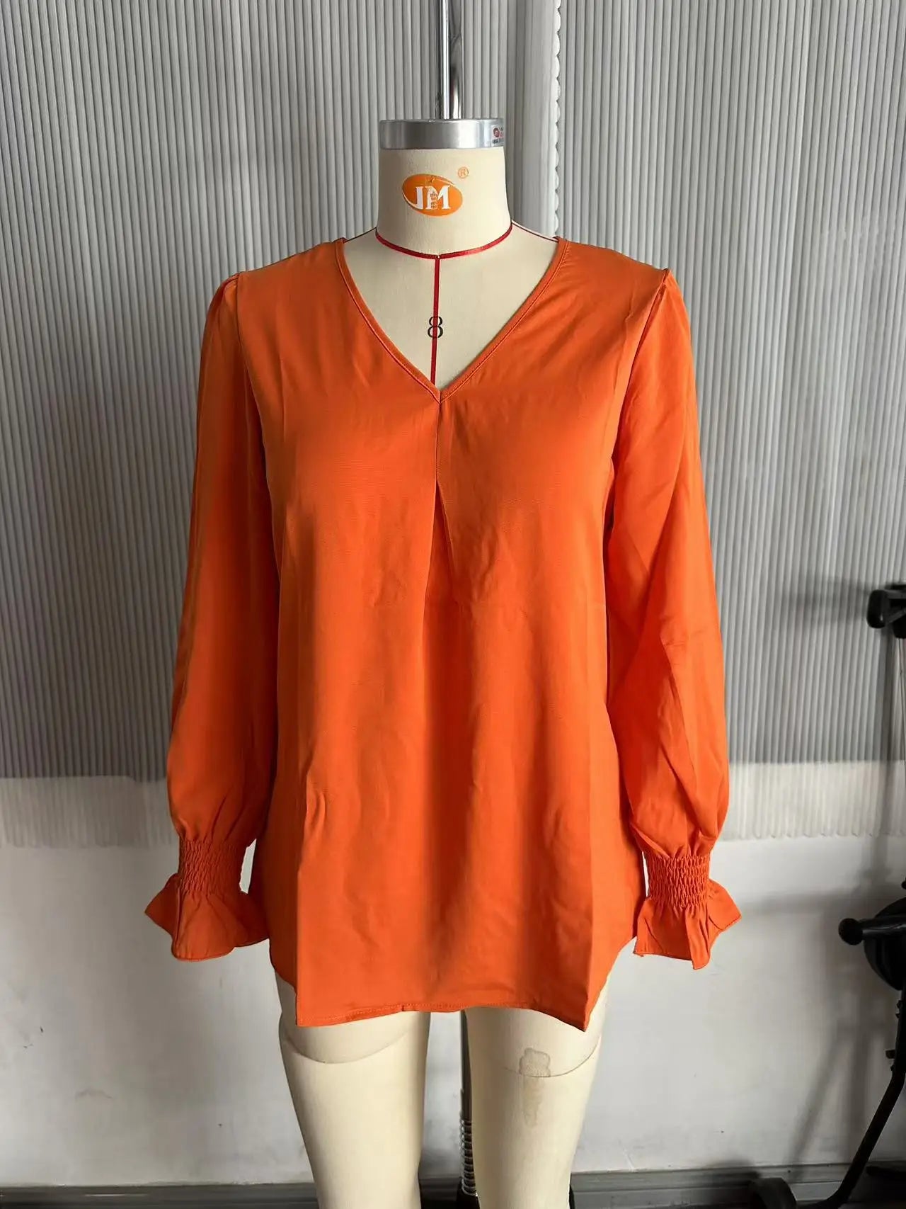 Fashion Simple Solid Color Pullover Shirt Women Loose V-neck Flared Sleeve Shirts Top Female Elegant Commuting Clothing