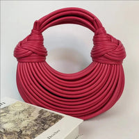 Fashionable Hand-Knitted Noodle Bag Women's Shoulder Bag Urban Minimalist Style Dumpling Bag Versatile Knot Design PU Material