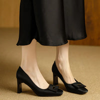 Square Toe Comfort Soft Office Shoes Daily Outdoors Women Shoes 7CM Thick High Heels Shallow Mouth Fashion Party Shoes
