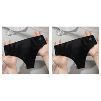 2 Pcs  Pack Sexy Transparent Thong Panties Women Ultra-thin Sense Quick Drying Female Seamless Low-rise Solid Color T-pants Underwear