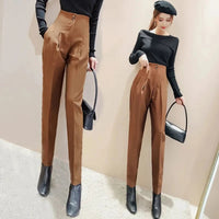 High Waisted Suit Pants for Women, Ankle Length Trousers, Vintage Clothing, British Style, Office Work wear Semi formal Natalia Home Fashion    Natalia Home Fashion