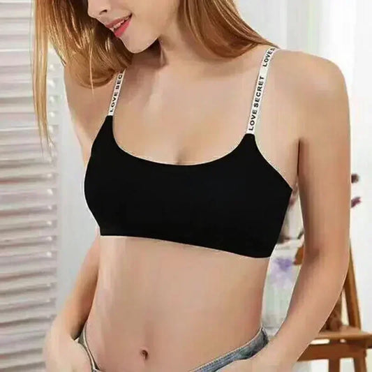 Women Active Bra Casual Top Letters Print Strap Cotton Top Fitness Gym Jogging Sleep Bra Girl Wire Free Bandeau Padded Bra Tops