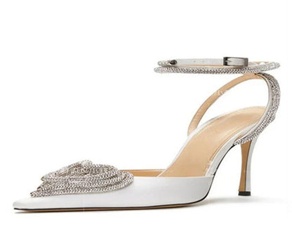 Party Wedding Women Pumps Sandals Elegant Pink High Heels Stiletto Fashion Heart Shape Crystal Buckle Female Shoes Natalia Home Fashion    Natalia Home Fashion