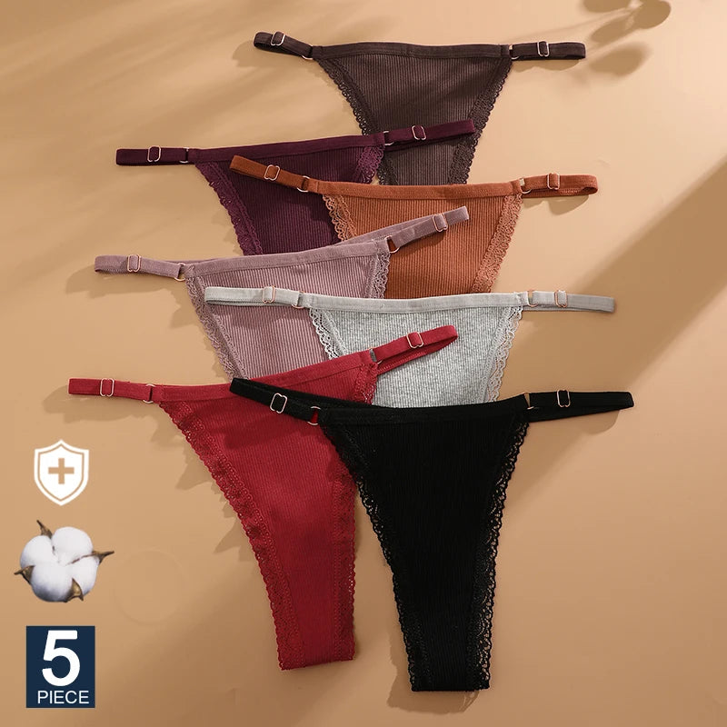 Sexy G-string Panties Cotton Women's Underwear  Adjustable Waist Girl Female Panties Bikini Lady Thongs Lingerie