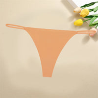 Ice Silk Women Seamless Thongs Sexy Low Waist Bikini Panties Female Traceless Underpants Ladies Solid Color T-back
