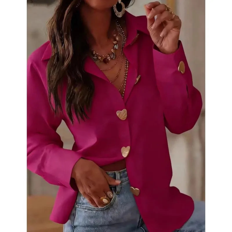 Women's Elegant Single Breasted Shirts Long Sleeve Tops Spring Fashion White Casual Office Holiday  Party Blouses Women Casual Natalia Home Fashion    Natalia Home Fashion