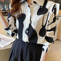 Print Shirts & Blouses for Women Fine Elegant Fashion Chic Chiffon Woman Top