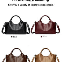 Fashionable Pure Color Basket Handbag Women's Commuter Bag Soft PU Leather Vintage Style Single Shoulder Bag with Internal Zipper