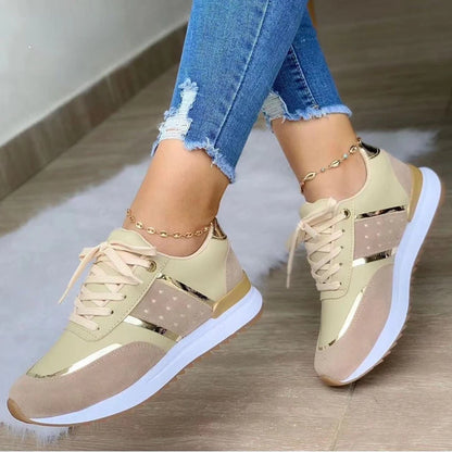 Women Sneakers Platform Shoes Leather Patchwork Casual Sport Shoes Ladies Outdoor Running Shoes