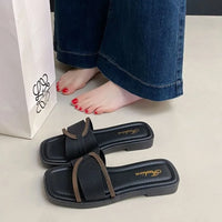 Soft Sole Flat Sandals for Women Outdoor Trendy Strappy Flip Flops Summer Beach Non-Slip Casual Shoes