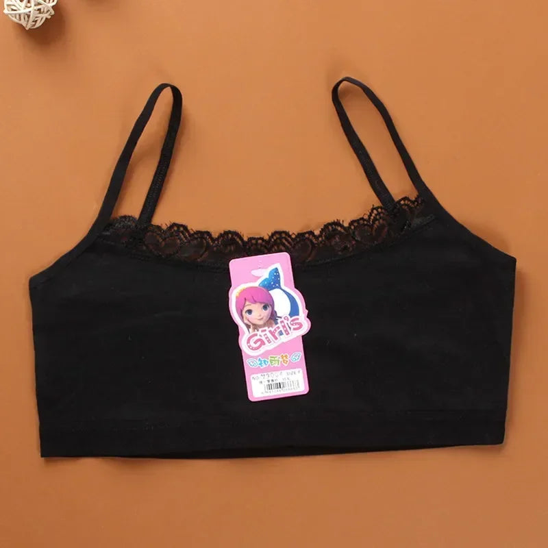 Young Girls Lace Puberty Teenage Soft Cotton Underwear Training Bra Crop Top 8-14years lace bra