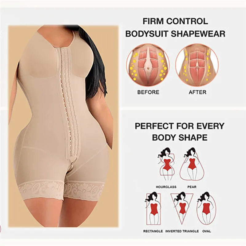 Shapewear High Compression Bodysuit Girdles with Brooches Bust for Daily and Post-Surgical Use Slimming Sheath Belly Women