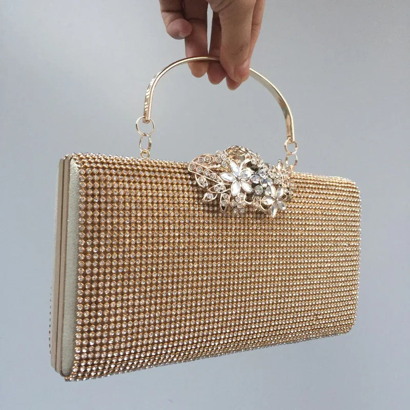 Diamond Encrusted Dinner Bag And Clutch, Square Hard Box Fully Lined With Diamonds.