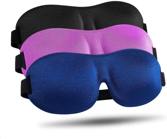 Sleep Mask 3D Contoured Blackout Eye Mask for Sleeping with Adjustable Strap Soft Night Blindfold Eye Shades for Naps