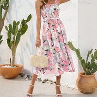 Women's Summer Beach Dress Female Strap Long Sundress Sexy Flower Print Backless Maxi Dresses Lady Casual Sleeveless Vestidos