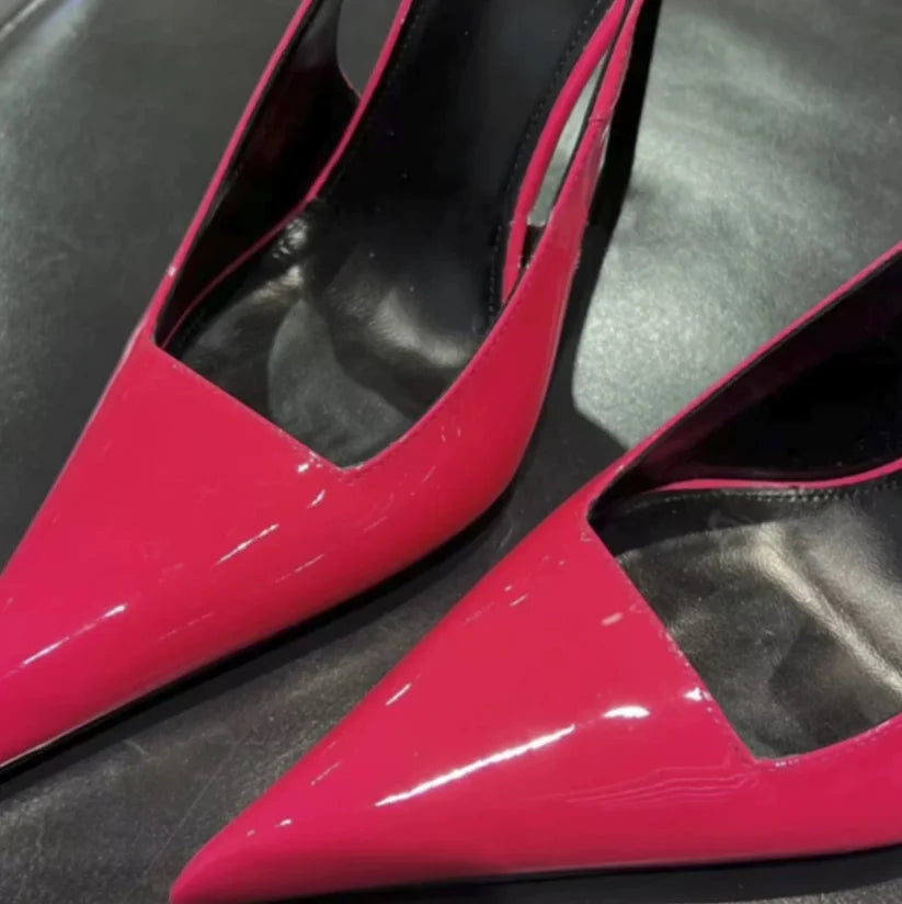Women Neon Colors Pumps Sling back Sandals High Thin Heel Peep Toe Fetish Prom Shoes Streetwear
