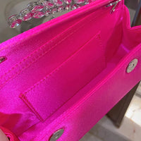 Luxury Diamond studded Banquet Bag Versatile Silk Satin Small Square Bag Luxury Sparkling Diamond Clutch Bag Crossbody Bag