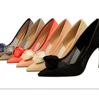 Women's Sexy Nightclub Pole Dancing Show Thin Heels High Mesh Hollowed Out Satin Rose Flower Woman Pumps