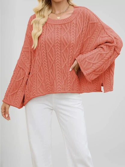Autumn Winter Women Cable Knit Sweater Oversized Loose Pullover Long Sleeve Chunky Jumper Casual Warm Female Tops Clothing Natalia Home Fashion    Natalia Home Fashion