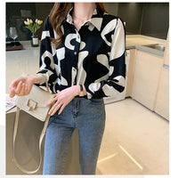 Elegant Long Sleeve Floral Print Chiffon Shirt Women's Versatile High-End Fashion Top Spring City Style Commute Shirt