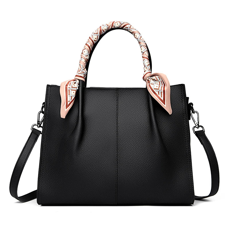 Genuine Leather Women Shoulder Crossbody Bag Large Capacity Soft Cowhide Handbag Ladies Tote Sac