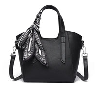 Pure Leather Cowhide Single Shoulder Crossbody Bag Ladies Handbag Fashion Bucket Bag Simple Basket Comes with Scarf