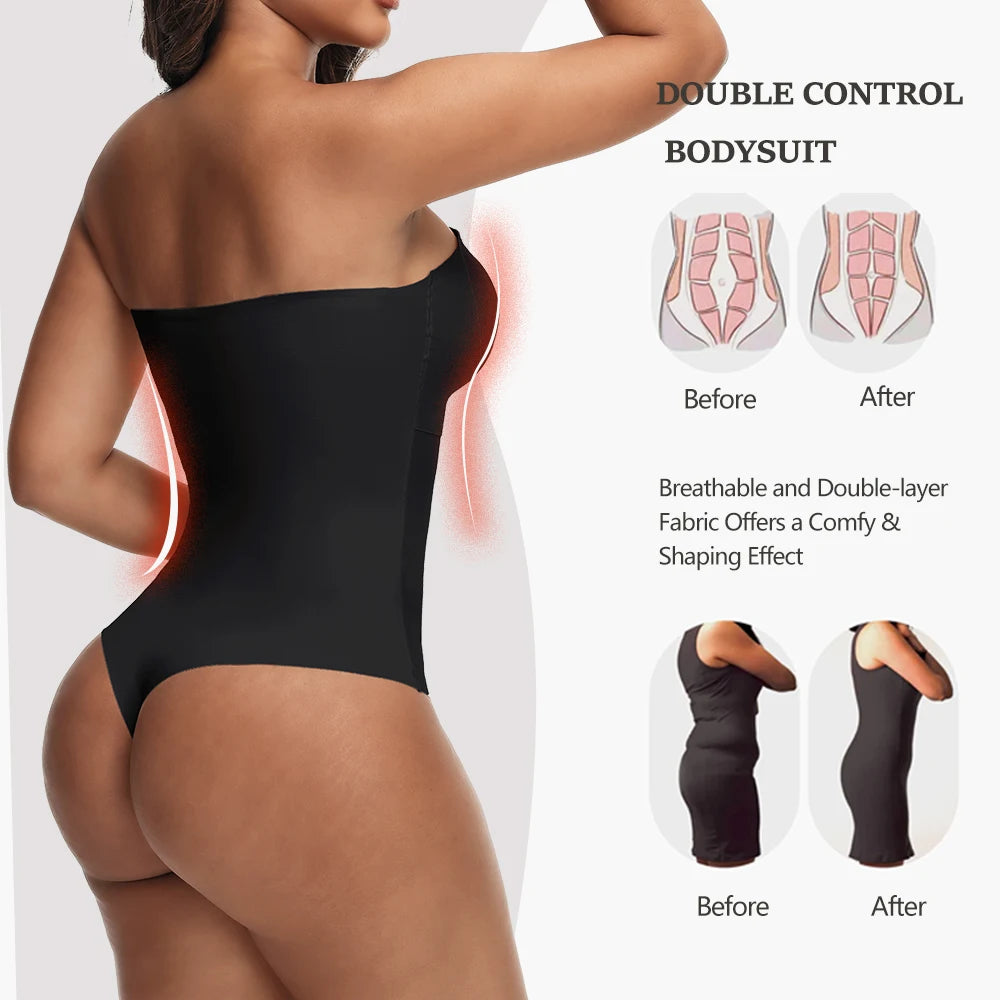 Strapless Thong Bodysuits 4XL Women Belly Control Full Body Shaper Push Up Breast Underwear Plus Size Women's Clothing