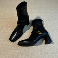 Thick Heel Elastic Slim Women Ankle Boots Fashion Square Toe Autumn Winter Ladies Elegant Mordern Short Booties
