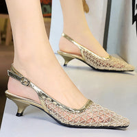 Mesh breathable Women Pumps Fashion Kitten heels 3 CM Hollow out and back strap Sandals Women Shoes