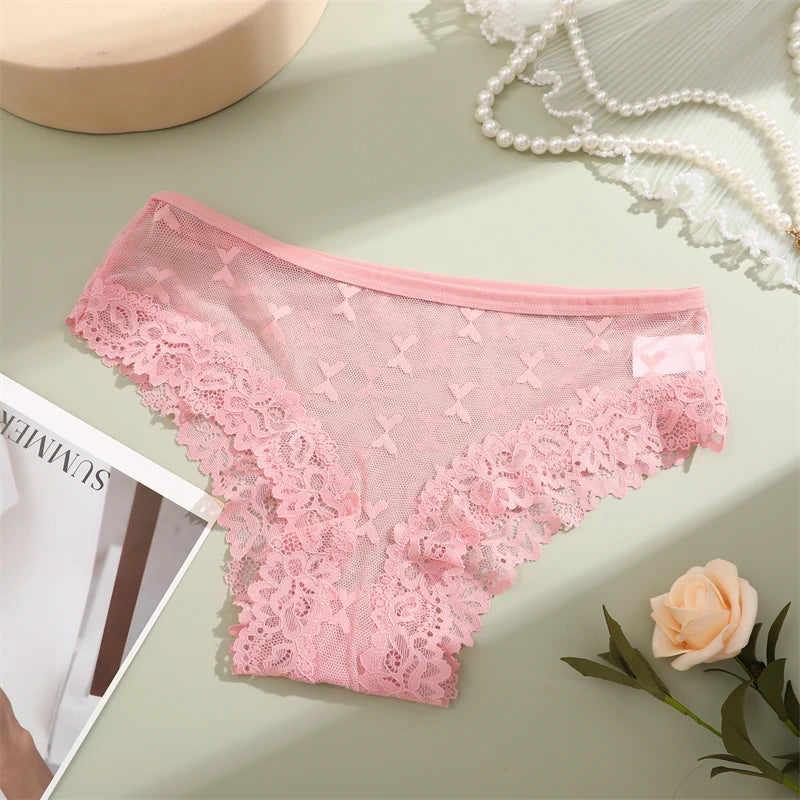 Women's Lace Panties Sexy Perspective Underwear Seamless Hollow Out Briefs Female Low Rise Floral Transparent Soft Lingerie