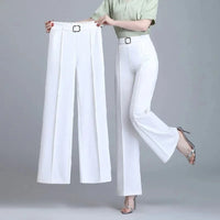 High Waist Wide Leg Ice Silk Pants Women's New Style Thin Loose Straight Cut Versatile Nine Point Long Trousers