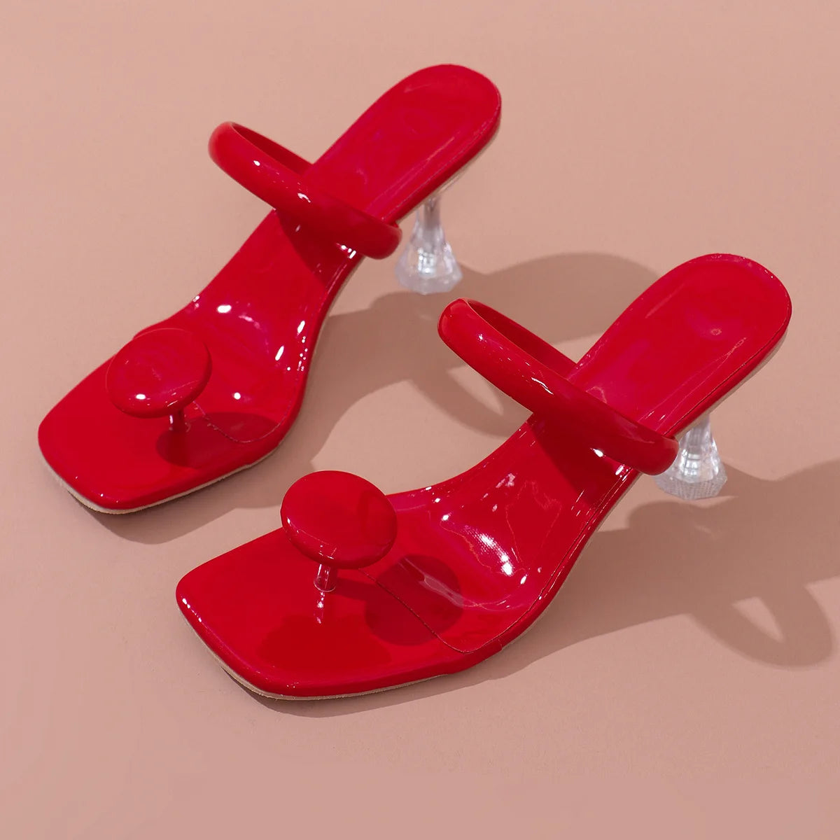 Women's Sandals summer fashion Transparent belt metal decoration box shaped square Alien heel high heels wearing sandals