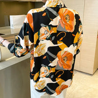 Vintage Style for Women Long Sleeve Flower Printed Spring Autumn semi formal Style Elegant Single Breasted Shirt