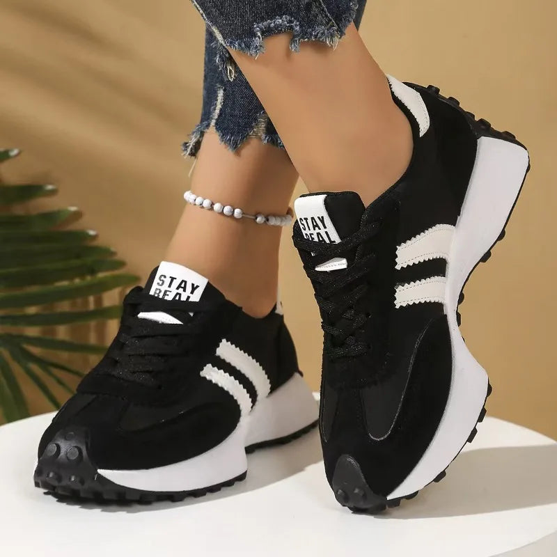 Retro Platform Women's Sneakers Summer Casual Patchwork Leather Sneakers Women's Outdoor Casual Comfort Shoes