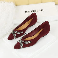 New Spring Crystal Women Mary Jane Shoes Fashion Shallow Slip on Elegant Party Dress Low Heel Shoes